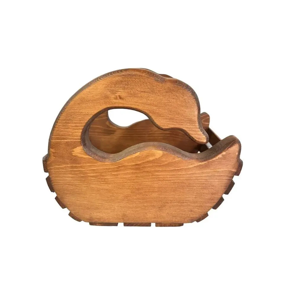 Handmade Wood Duck Slat Basket Cottage Core Grandma Core 9x7” signed